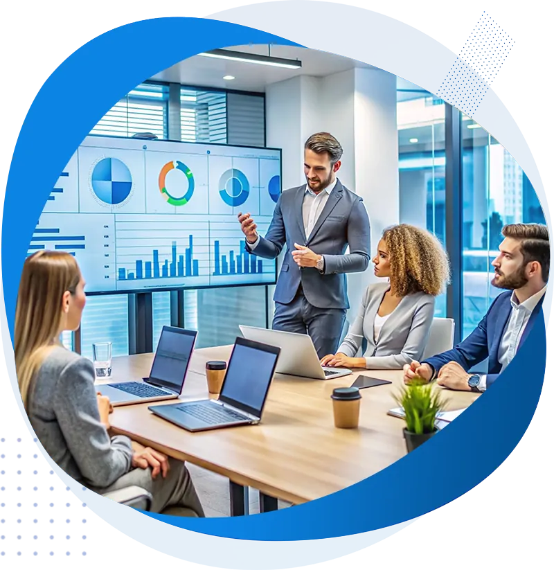 Nexux team presenting project analytics in a meeting
